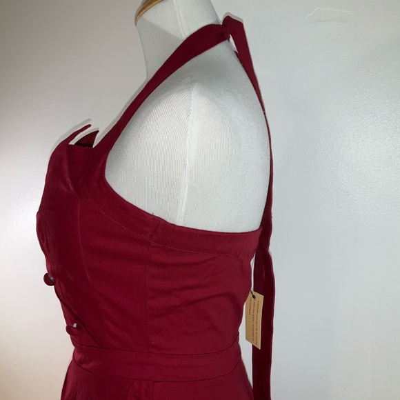 Lindy Bop Vintage Burgundy Midi Dress - Picture 9 of 16